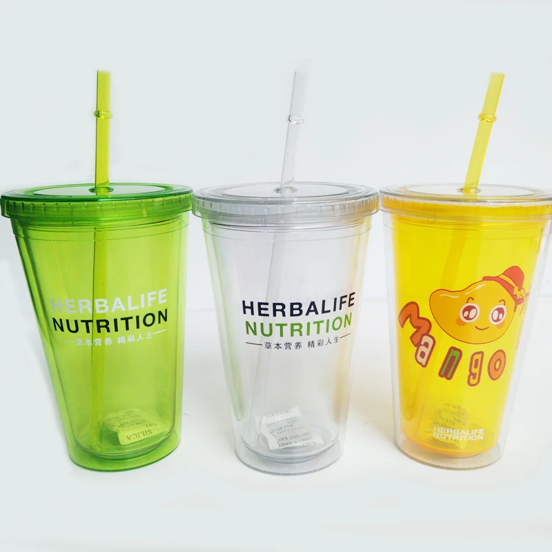 520 мл 3 конфетных цвета пищевого качества Platic Herbalife соломенный Тип BPA БЕСПЛАТНО
