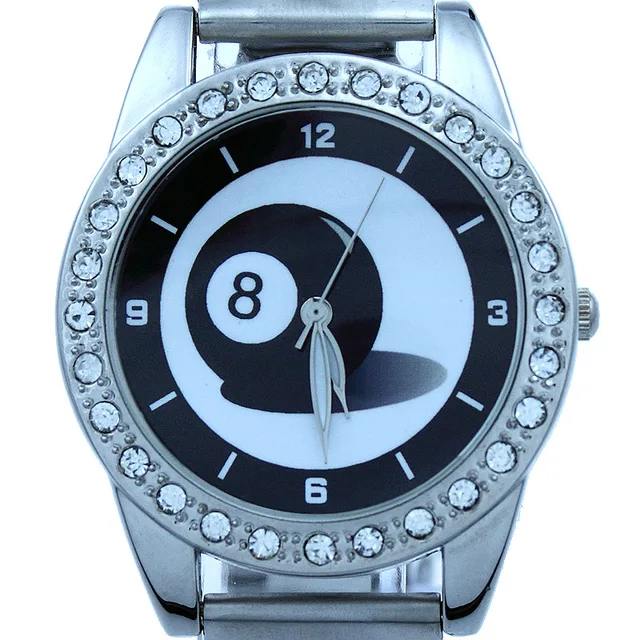 Casual Elegant Trendy Popular black 8 billiard ball Dial Leather Sport