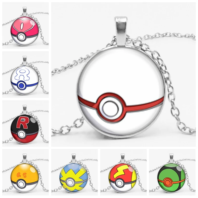 

Fashion Glamour Cartoon Pikachu Glass Convex Cute Pendant Children's Gift Clothing Accessories Necklace