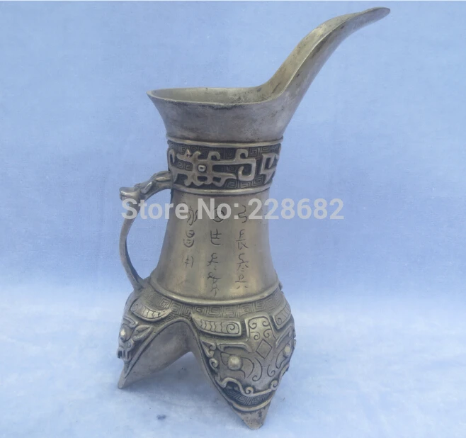 

Antique Antiques Collectible Decorated Old Handwork Tibet Silver Carved Big Teapot/flagon/jug fast Shipping