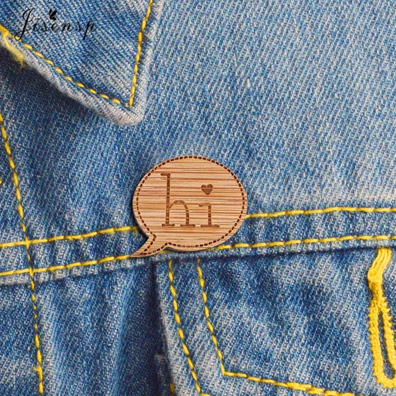 Hi Pin. Hi Brooch. Hello Pin. Say Hi. Wood Brooch. Wood Pin. Bamboo Pin. Laser Cut Pin. Teacher Gift. Gifts Under 20. Mom. Hello Brooch.