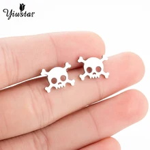 Yiustar mode mignon squelette boucles d'oreilles pour femmes filles en acier inoxydable Stud boucle d'oreille Femme bijoux Halloween enfants oreille goujons cadeaux(China)