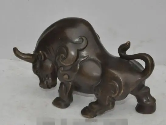 

S2092 7"chinese fengshui bronze zodiac year strong Ox Bull Cattle Bovine animal statue