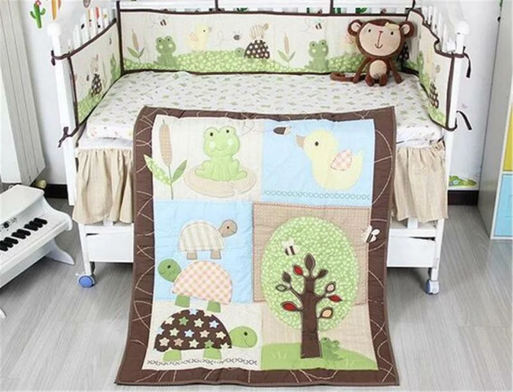 Tree Tortoise Baby Crib Cot Bedding Quilt Bumper Sheet Dust