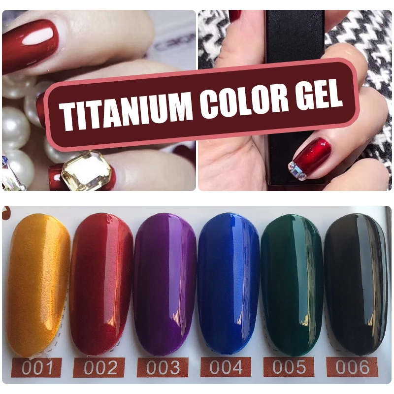 

MIZHSE Hybrid Glitter Titanium Red Gel Varnish Mirror Metal Bright Acrylic Color Nail Glue Gel polish UV Gel Nail Lacquer