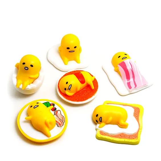 6 шт./компл. 4 см Gudetama желтый Яйцо ленивый Gudetama брелок Подвески ПВХ фигурка игрушки Gudetama брелок - Цвет: no keyring