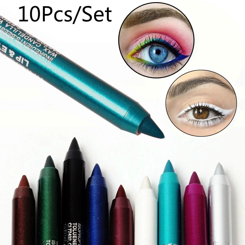 10Pcs/Set Beauty Tools for Women Eyes Make Tattoo Waterproof Pigment Color Eyeliner Pencils Gel