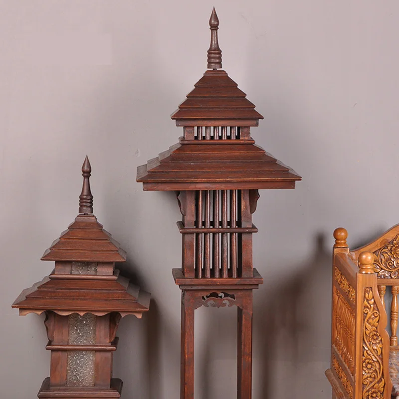 Твердая деревянная садовая лампа для отеля деревянная лампа для двора Юго-Восточной Азии декоративная настольная лампа