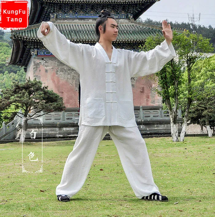 

High-grade Linen kung fu uniforms Chinese Men's Wudang tai chi suits taoist robe martial arts wushu taiji clothing 4colors