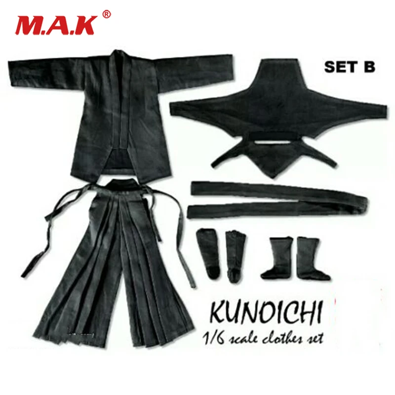 1/6 комплект женской одежды Ninja Kunoichi, комплект одежды черного цвета для 12 дюймов, коллекция экшн-фигурок