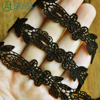 

Romantic Beautiful lace trim 11meter/lot clothes accessories 1.5cm width DIY sewing accessories black water soluble lace ribbons
