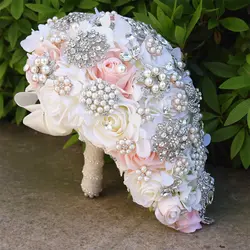 MissRDress Свадебный букет с жемчугом капли воды форма букет невесты Холдинг розы цветы для красивые аксессуары JK502
