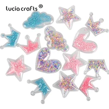 1 шт. мягкие блестящие прозрачные зыбучие пески Звезда Корона в форме сердца аксессуары для волос Сделай Сам шпильки для волос зажим Материал подарок для девочки D0910