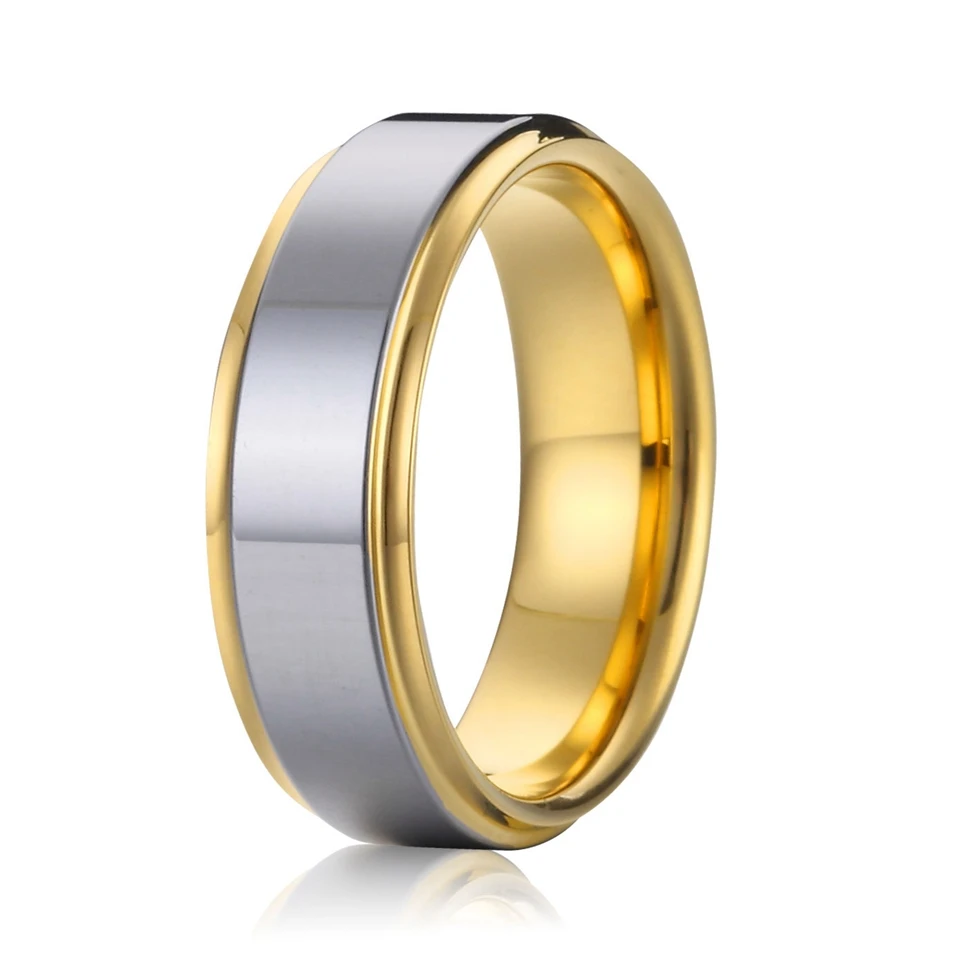 high quality bicolor gold colour titanium steel wedding bands promise