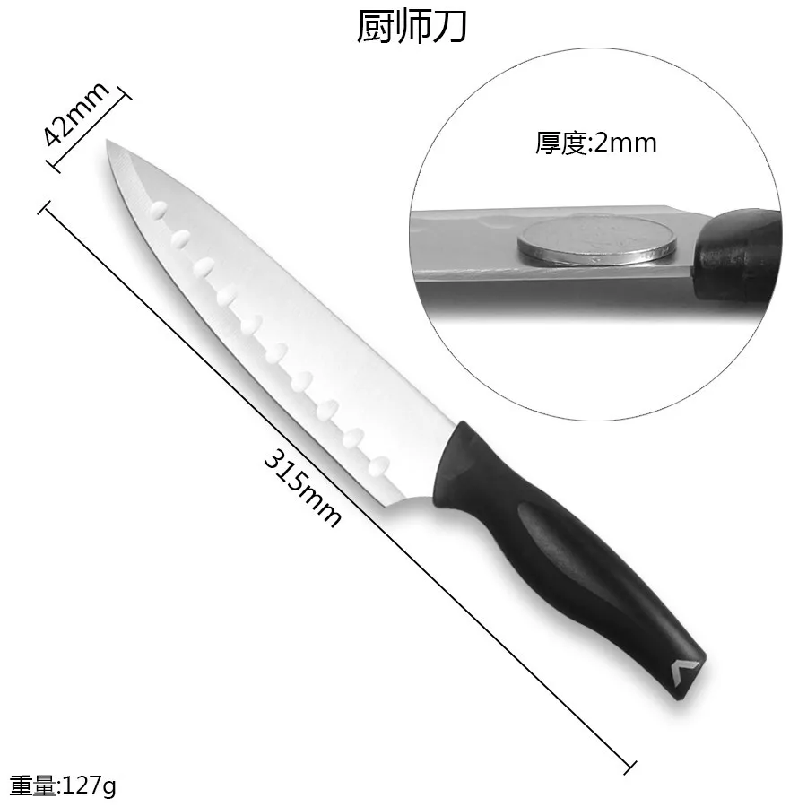 Набор ножей 9 шт набор кухонных ножей набор для переноски с застежкой-молнией чехол для переноски-нержавеющая сталь, черный
