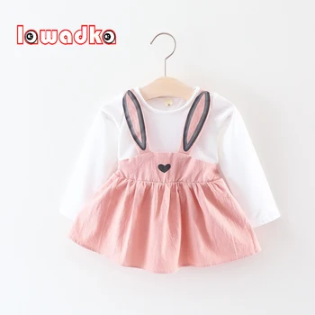 

Lawadka Cute Rabbit Ear Baby Dress Cotton Cartoon Baby Girls Party Dress Autumn Baby Princess Infant Dresses
