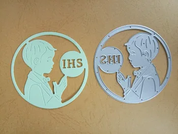 

IHS Praying boy Moon backdrop Metal Cutting Dies Stencil for DIY Scrapbooking Photo Album Paper Card Decor Craft Knife mold 2019