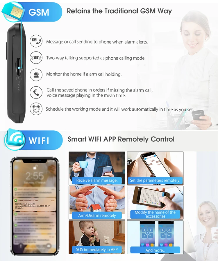 Беспроводная WiFi 3g GSM GPRS интеллектуальная домашняя сигнализация 4,3 дюймов сенсорный экран приложение дистанционное управление для умного дома монитор безопасности