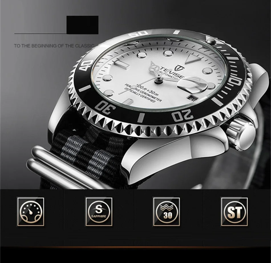 TEVISE Green Watch Men Automatic Mechanical Anti-Scratch Rotatable Outer Ring Waterproof Luminous Mens Watches Top Brand Luxury most accurate mechanical watch