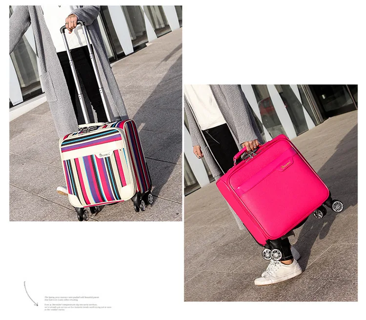Unisex Business Travel Rolling Luggage Spinner Wheels 18 inch Suitcase Airplane Clothing Carry On Trolley Luggage (25)