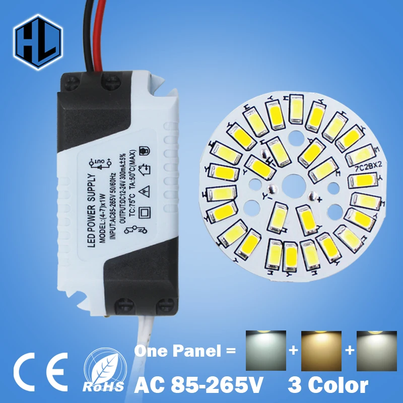 1 шт. 3 Вт 5 7 9 12 18 SMD5730 теплый/холодный белый два цвета в панели + Сегментированный