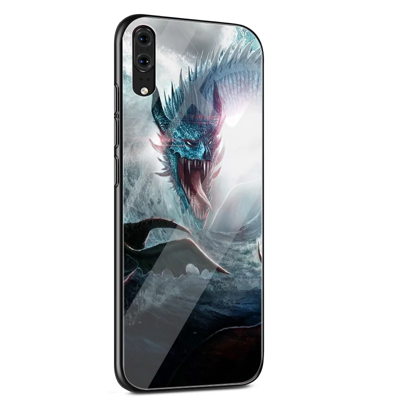 Стеклянный чехол с изображением волка дракона животных для huawei P30 P Smart mate 20 P10 Y6 7A Honor 8X Y9 10 Lite Pro