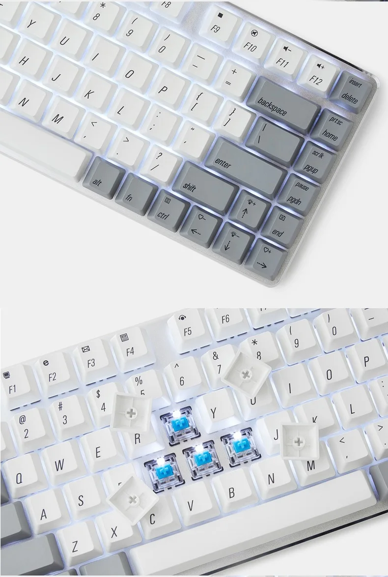 Magicforce 82 ключ PBT сублимации издание антипризрак USB проводной белый подсветкой эргономичная механическая клавиатура Gateron переключатели