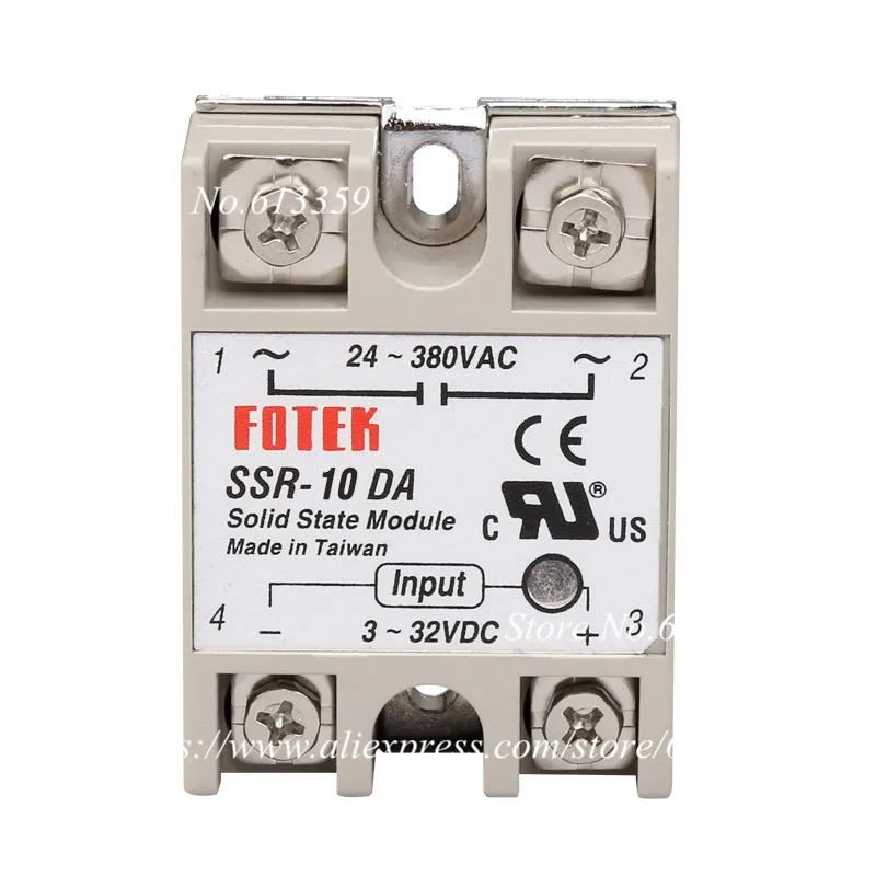 

10 pcs SSR-10DA FOTEK Single-Phase Solid State Relay Module 10A DC control AC SSR10DA