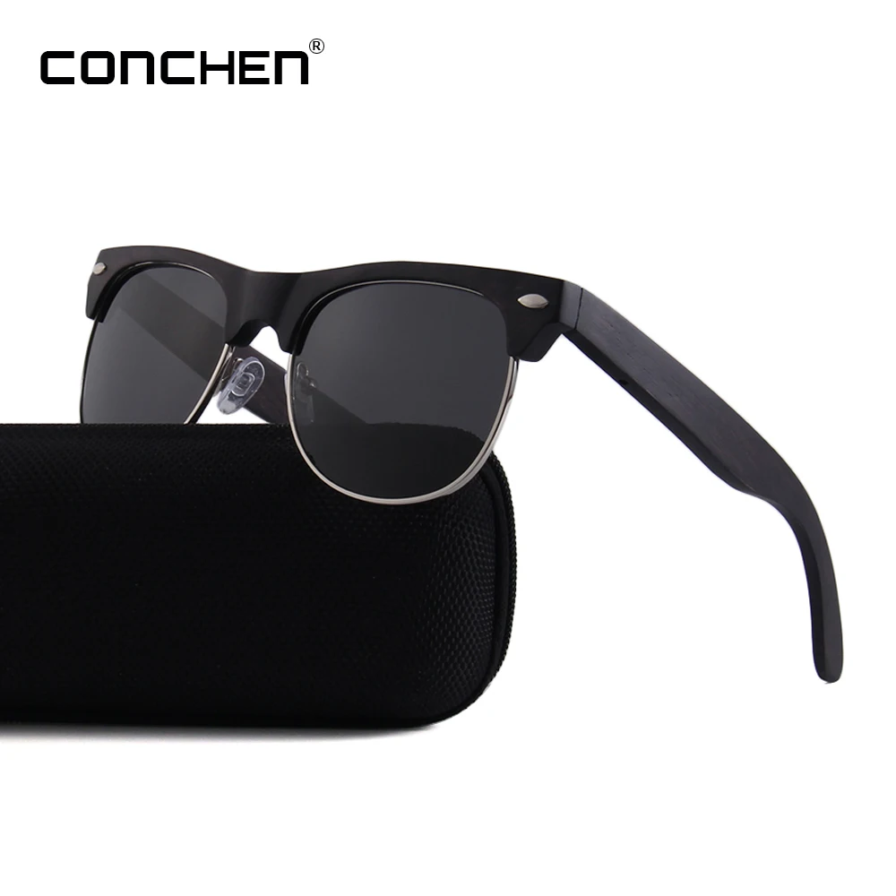 

CONCHEN Brand Red Rose Wood Sunglasses For Men and Women Semi-Rimless Style Polarized Sun Glasses #W3032