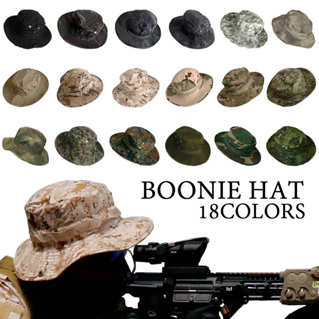 US $4.74 Camouflage Tactical Cap Military Boonie Hat US Army Caps Camo Men Outdoor Sports Sun Bucket Cap Fis