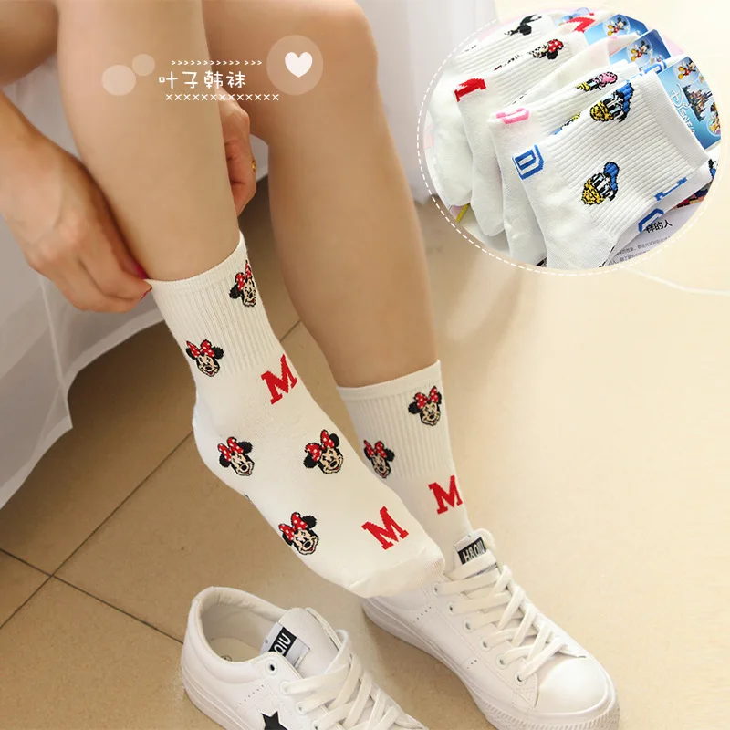 

Funny cartoon mouse socks Duckling fashion casual cute women sock Four seasons wild comfortable breathable cotton white sokken