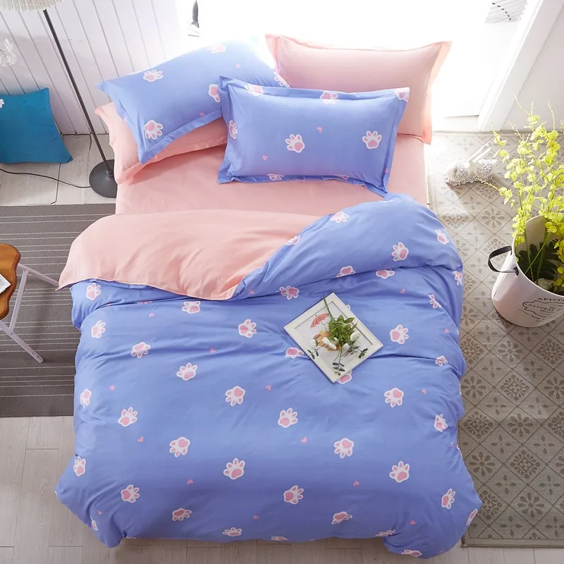 

3Pcs/set Multiple Size Cartoon Cute Cat Claw Printing Bedding Set Believe Miracles Bed Duvet Cover Bedspreads without Sheet