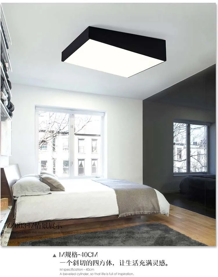 Luz de Teto Moderna Lâmpada Ferro Cozido Pintura Trapezoidal Corpo Acrílico Painel Sala Estar Quarto Loja Luminária Interior Led 2 High Quality Luzes e Iluminação