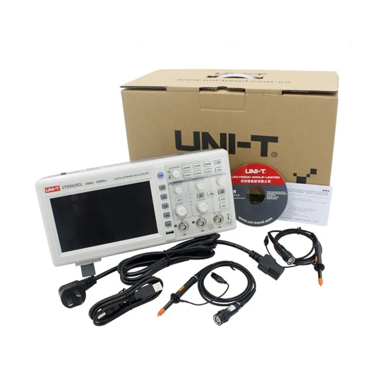 UNI-T UTD2025CL цифровой осциллограф 2 канала 250MSa/s частота дискретизации 7''TFT lcd Scopemeter 100-240VAC