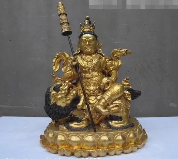 

Tibetan Royal Temple Bronze 24K Gold Yellow Jambhala Vaishravana Buddha statue