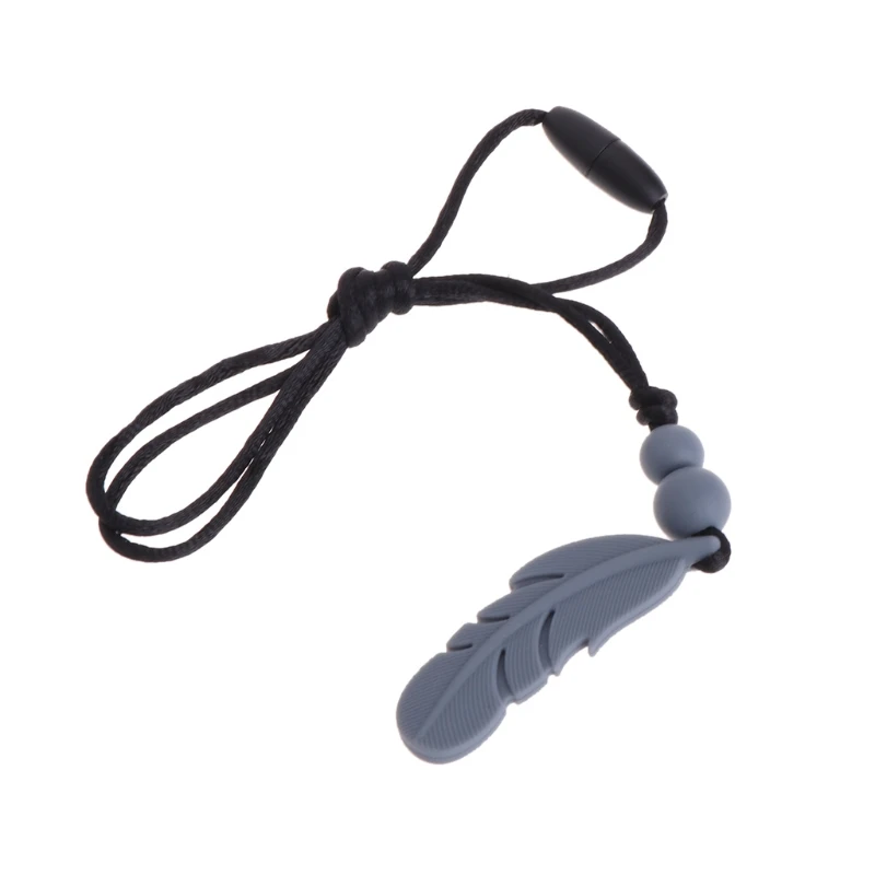 

Teether Necklace Women Pendant Feather Silicone Baby Teething Chew Jewelry Toys