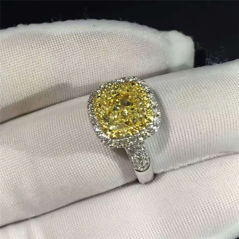 Choucong кольцо с подушками, 925 пробы, серебро, 3ct, AAAAA, циркон, cz, обручальное кольцо, кольца для женщин, свадебные украшения