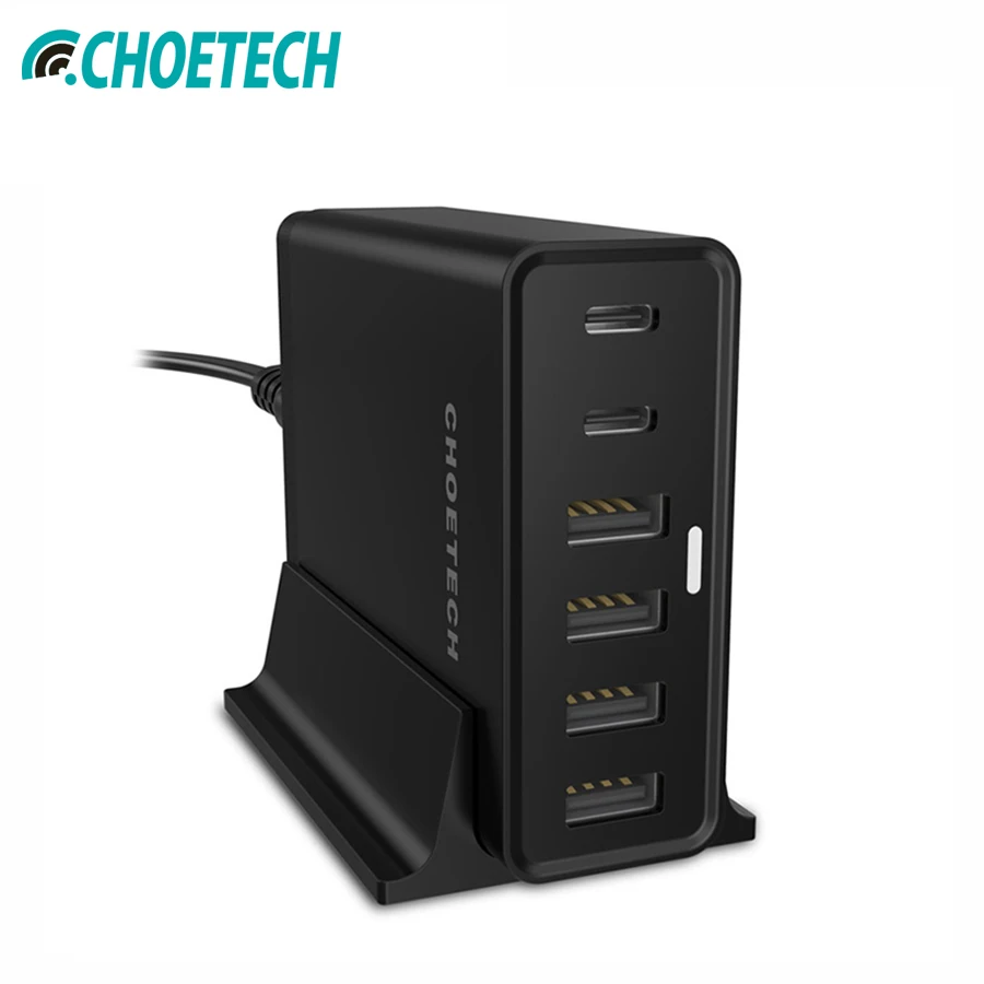 

USB Type C Charger for Nexus 5X/6P, CHOETECH 55Watt Multi USB Charging Station with Holder for iPhone Mobile Phone Chargers