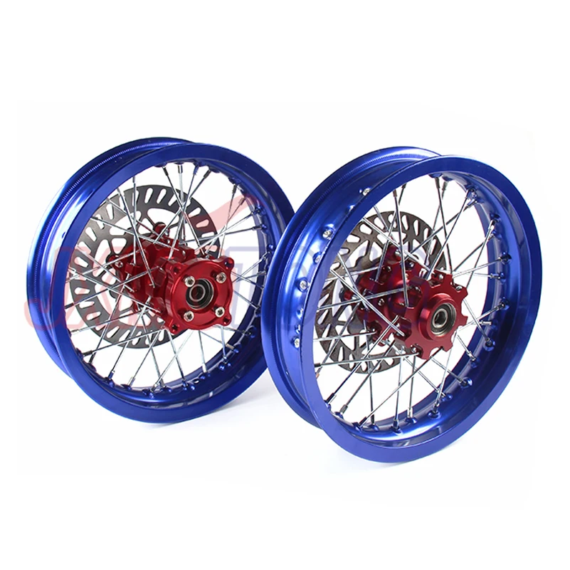 Синий 15 мм с ЧПУ ступица алюминиевый сплав колесные диски Передние 2,15x12 дюймов и задние 2,50-12 для KLX CRF Apollo BSE питбайк