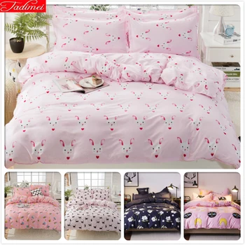 

Rabbit Pattern Pink Duvet Cover Kids Girl Soft Cotton Bedspreads 3pcs 4pcs Bedding Set Single Full Twin Queen Size 1.35m 1.5m 2m