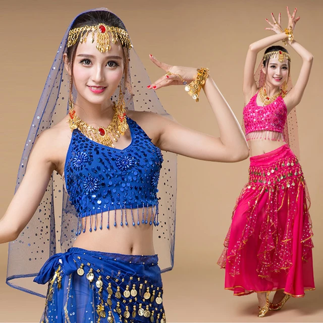 Conjunto de 3 piezas para mujer, traje de danza del vientre, disfraz de  India, Triba, gitana, danza del vientre - AliExpress