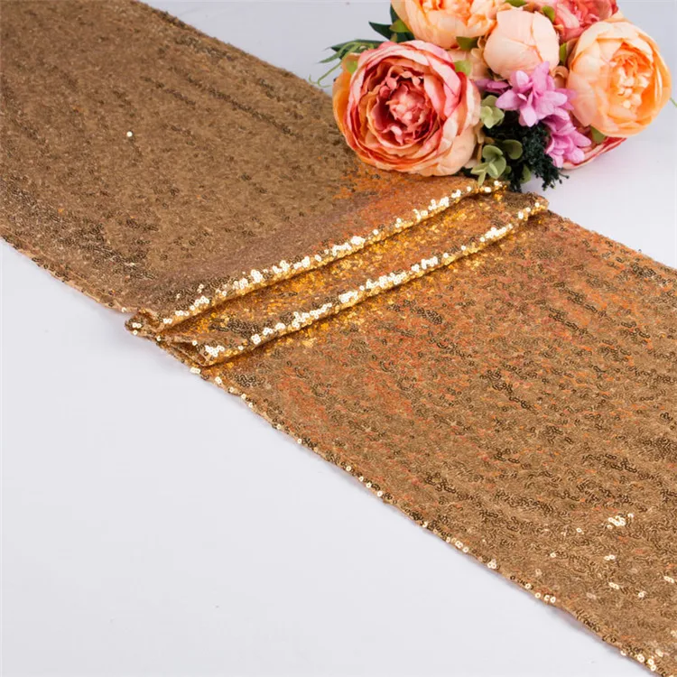 30*275cm Gold Silver Rose Gold Champagne Sequin Table Runner Sparkly