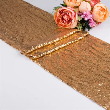 

30*275cm Gold Silver Rose Gold Champagne Sequin Table Runner Sparkly Bling Wedding Party Decoration Wholesale W8028