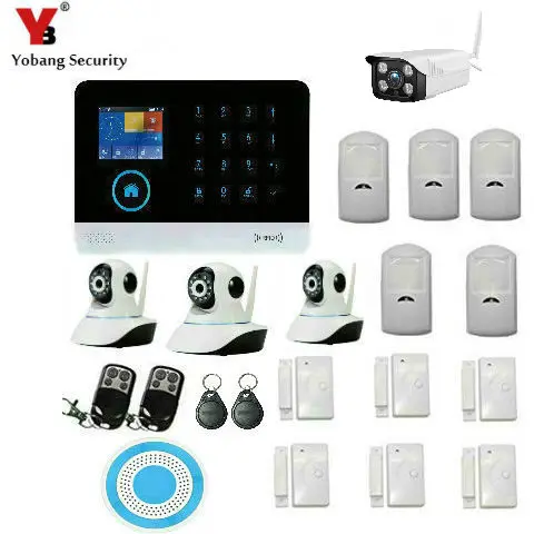 YobangSecurity беспроводной Wifi GSM RFID для дома и офиса Охранная сигнализация наружная ip-камера датчик дыма - Цвет: D KIT