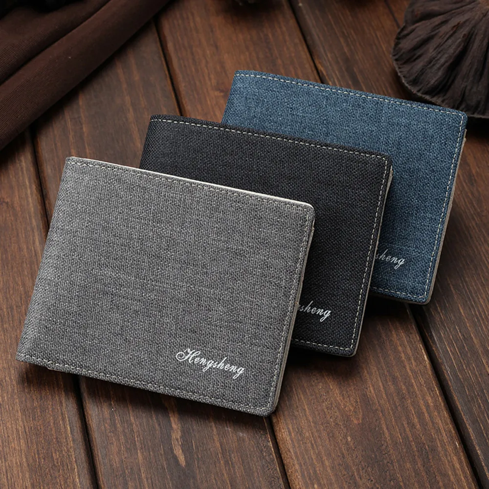 

Men Bags Blocking Short Denim Card Holder Purse With Coin Pocket men's wallets male clutch bag