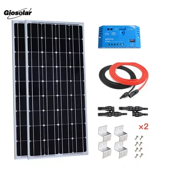 

Giosolar 200W 12V Solar Panel Starter Kit: 2pcs 100W Monocrystalline Solar Panel with 20A EP Solar Charge Controller for RV Boat