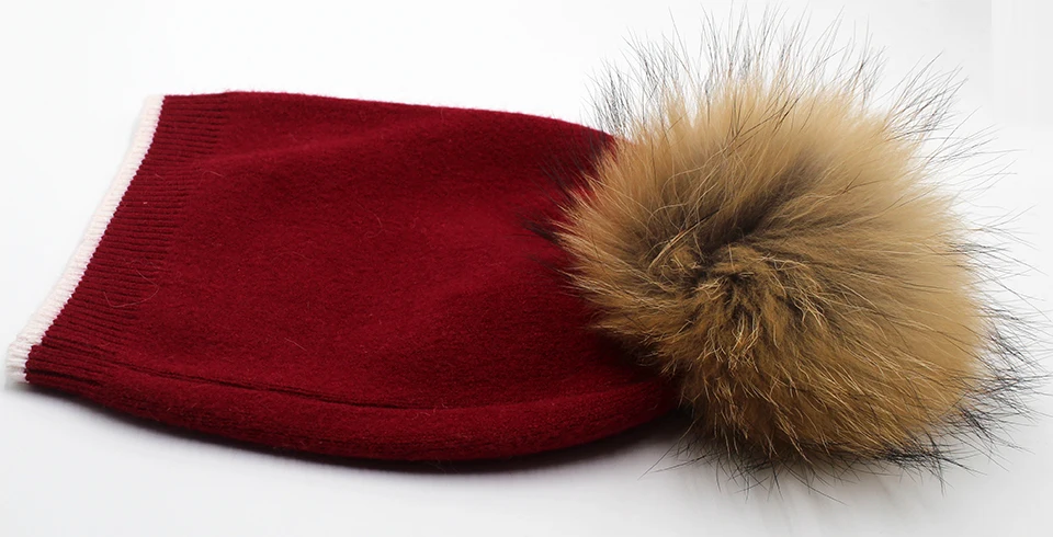 Winter Hats For Women Beanies Knitted Wool Pompon Beanies Female Real Raccoon Fur Pom Poms Hat For Girls 2018 (15)