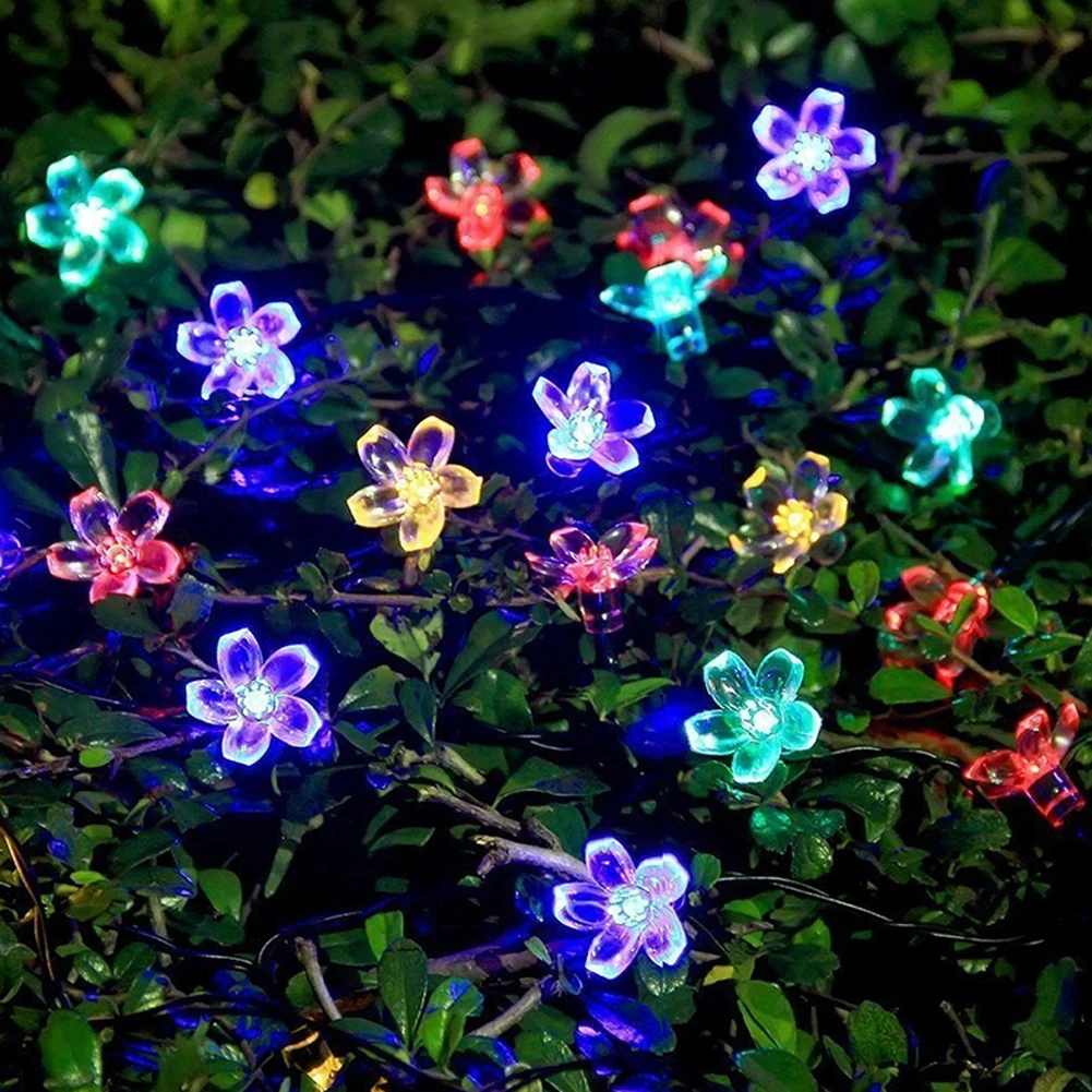 50/20 светодиодов на солнечной энергии Открытый водонепроницаемый цветок струны рождественские фонари для рождественской гирлянды Свадебный домашний декор