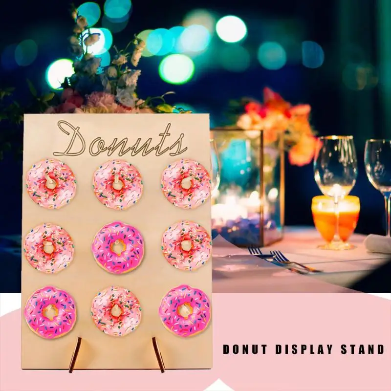

Wooden Donut Wall Stand Wedding Decoration DIY Donut Stand Holder Doughnut Display Wall Baby Shower Birthday Party Decor