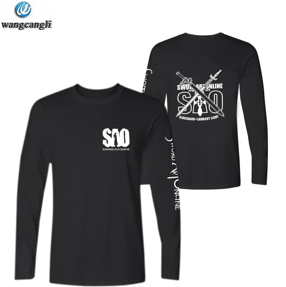 Sword Art Online футболка Sao Japan Hot Anime Kirito Elucidator Dark Repulsor черная Swordsman одежда|Футболки| |